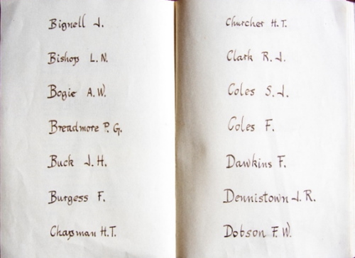 The opening pages of the Memorial Book at St Matthews Church