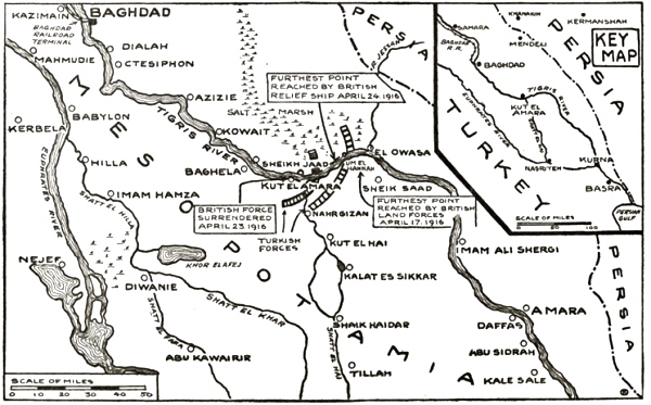 map of efforts to relieve Kut