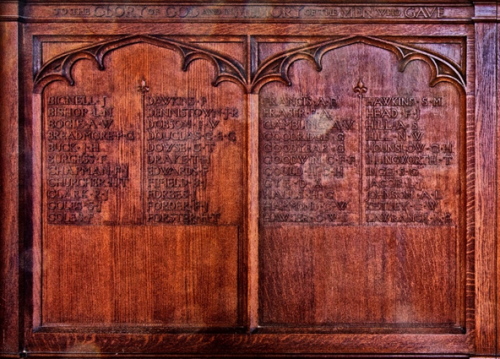 Close up of Panel of Memorial Board St Pauls Church, Fulflood