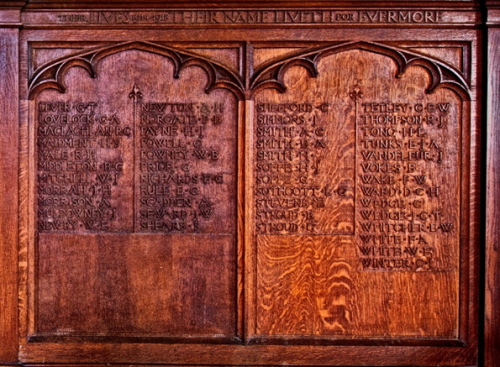 Close up of Panel of Memorial Board St Pauls Church, Fulflood