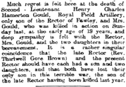 Henry Gould’s death in the Hampshire Advertiser