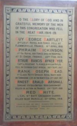 Great War memorial at the United Church, Jewry Street