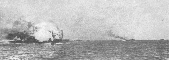 HMS Invincible, with William Mitchell on board, explodes