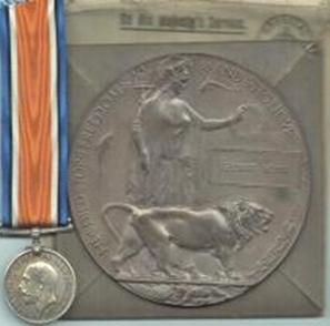British War Medal and Great War Memorial Plaque
