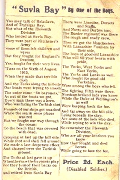 A soldier’s poem recalls the bloody events of 6 August 1915