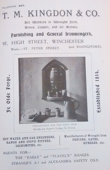 Advert in the Hampshire Chronicle for T.M. Kingdon & Co.