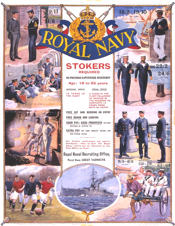 A recruitment poster for Royal Navy stokers